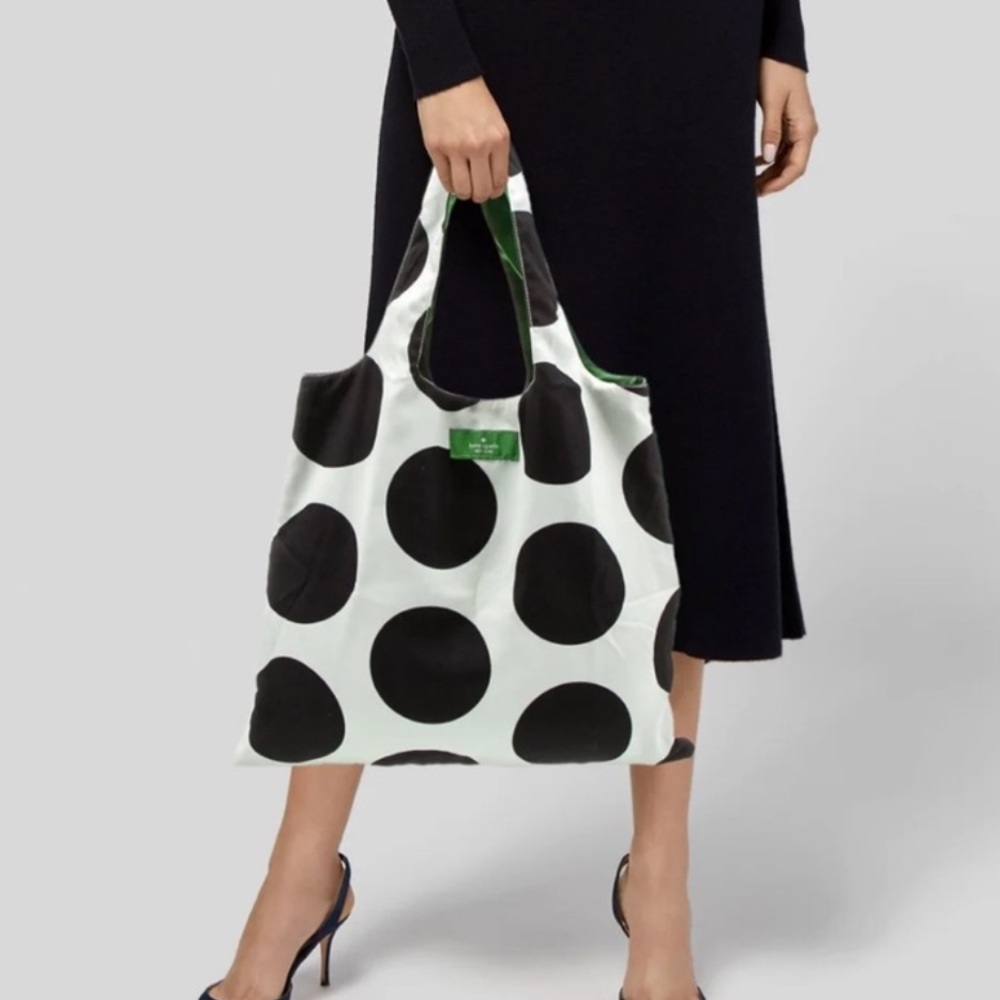 Kate Spade Black and White Polka Dot Reversible Tote Bag